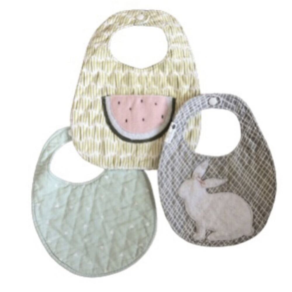 Set Of 3 Heirloom Quality Handmade Quilted Bibs easter spring summer